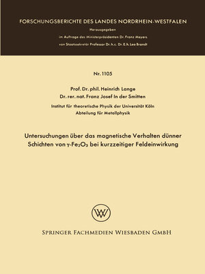 cover image of Untersuchungen über das magnetische Verhalten dünner Schichten von γ-Fe2O3 bei kurzzeitiger Feldeinwirkung